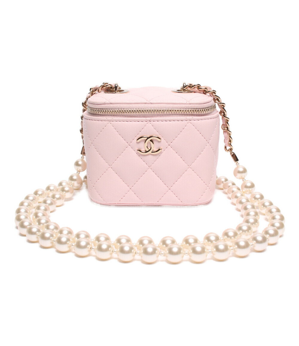【中古】 シャネル フェイクパールチェーン レザーショルダーバッグ スモールバニティーバッグ マトラッセ レディース CHANELのサムネイル