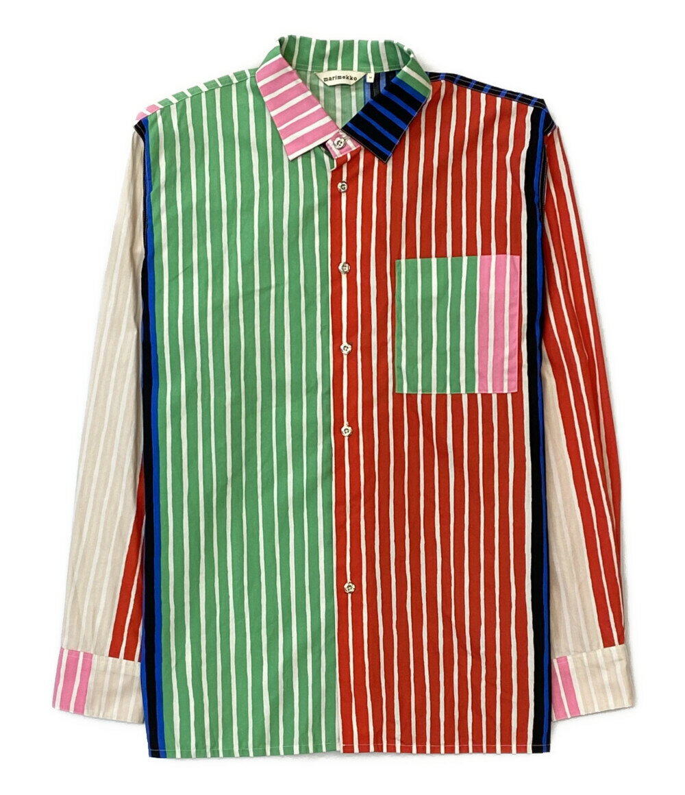 【中古】 マリメッコ 長袖シャツ カラフル Jokapoika Multi Tasaraita レディース SIZE M marimekko