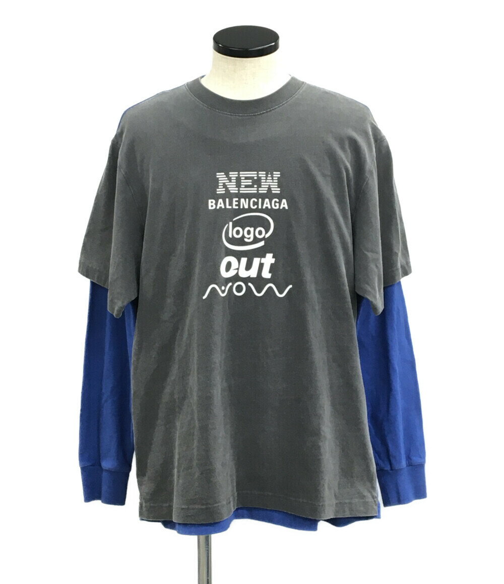 【中古】 バレンシアガ ハーフスリーブ ドッキングデザインカットソー レイヤード UP57 2017 01990 メンズ SIZE M (M) Balenciaga