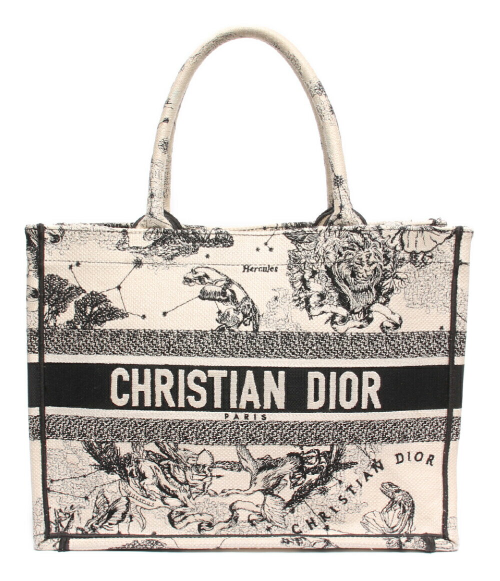 【5%OFFクーポン 18日0時～21日9：59迄】【中古】 クリスチャンディオール トートバッグ 刺繍 Dior Book Tote ミディアム ディオール ゾディアック 50-MA-0261 レディース Christian Dior