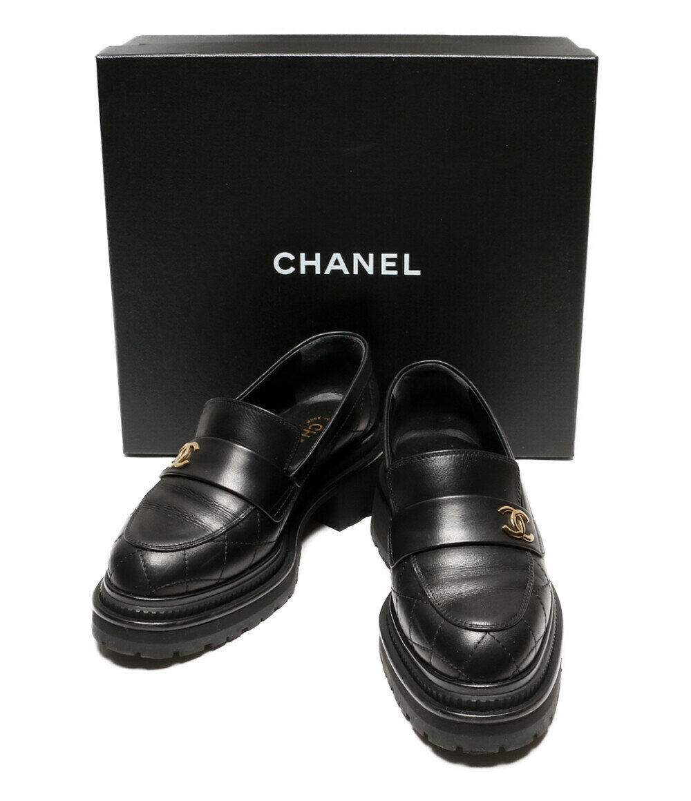 【中古】 シャネル ローファー G45074B13329 厚底 マトラッセ柄 レディース SIZE 37.5 C CHANEL