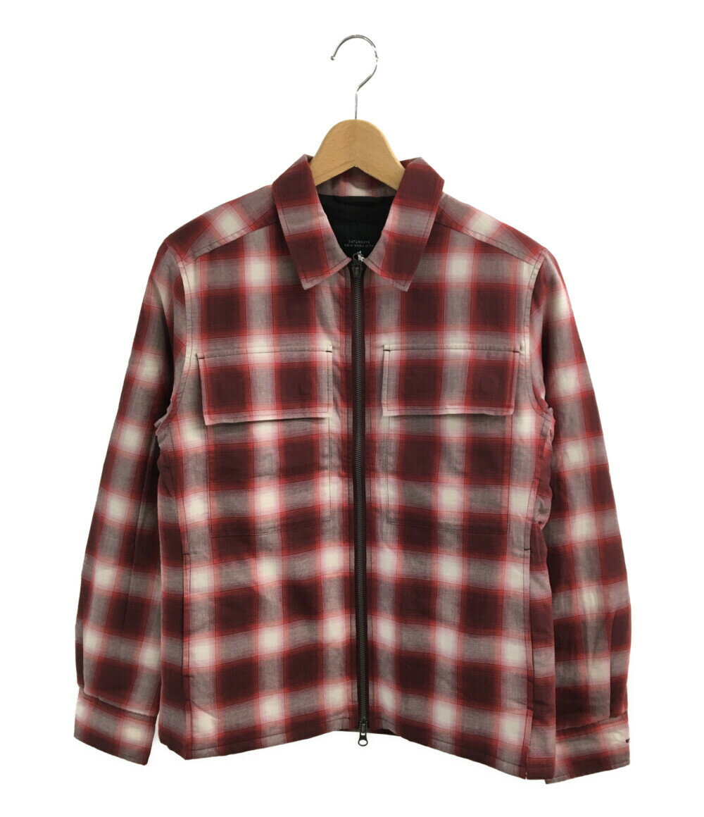 【5%OFFクーポン14日20時〜18日23:59迄】【中古】 ジップアップジャケット レッド チェック柄 メンズ SIZE XS (XS以下) SATURDAYS NEW YORK CITY