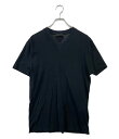 【中古】 プラダ ロゴパッチVネックカットソー ブラック 2018 レディース SIZE XL PRADA