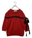 【中古】 フェンディ ニット カシミヤ100 レッド 編み上げリボンブラック レディース SIZE 40 FENDI