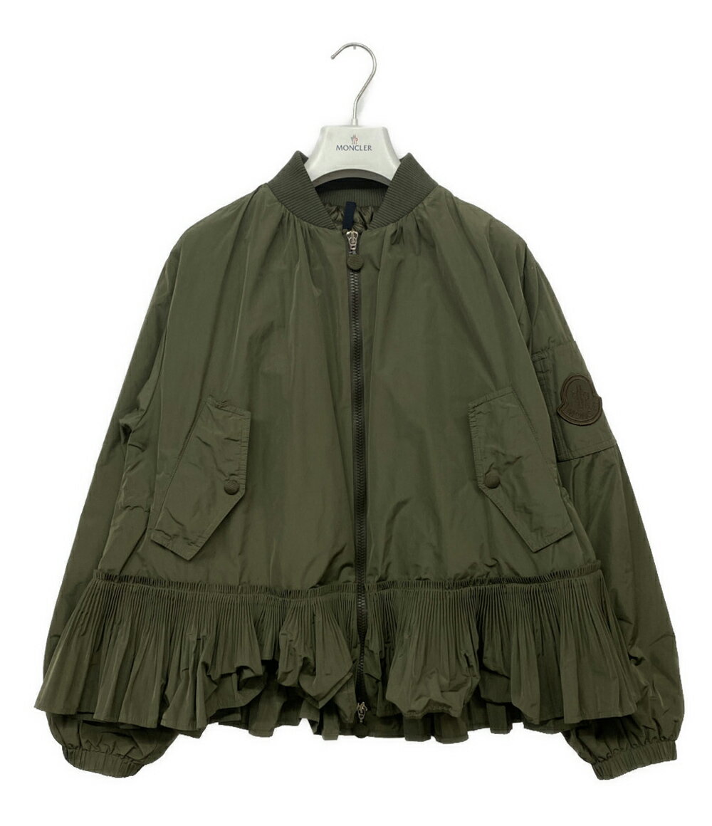 【中古】 モンクレール フリルダウンジャケット MIRACカーキ G01931A53G10 レディース SIZE - MONCLER