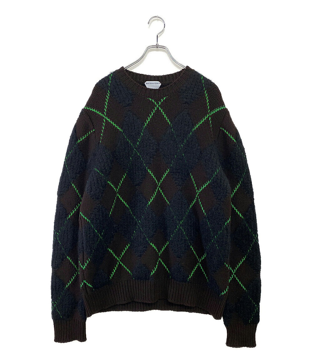 【中古】 ボッテガヴェネタ 長袖ニット モヘヤ混 アーガイル 665927 メンズ SIZE L BOTTEGA VENETA