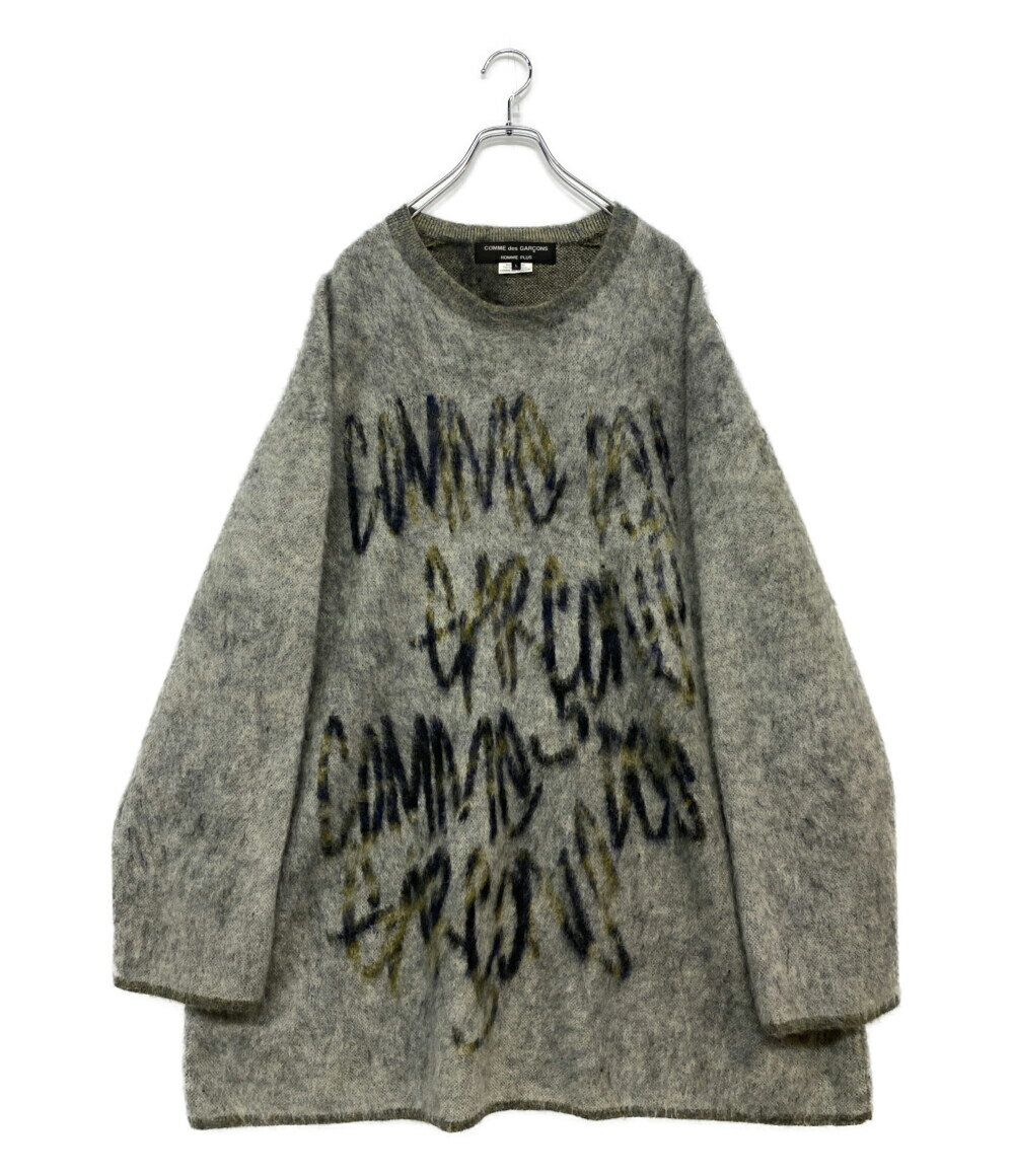 【先着クーポン27日1:59迄】【中古】 コムデギャルソンオムプリュス ロゴモヘヤクルーネックニット 22A..