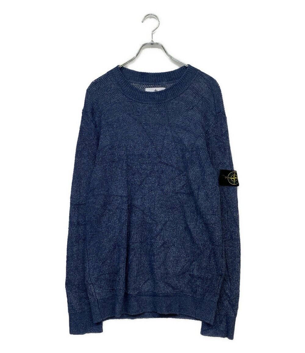 【中古】美品 ストーンアイランド コットンニット パッチ ブルー PROM-2024-184 メンズ SIZE L STONE ISLAND
