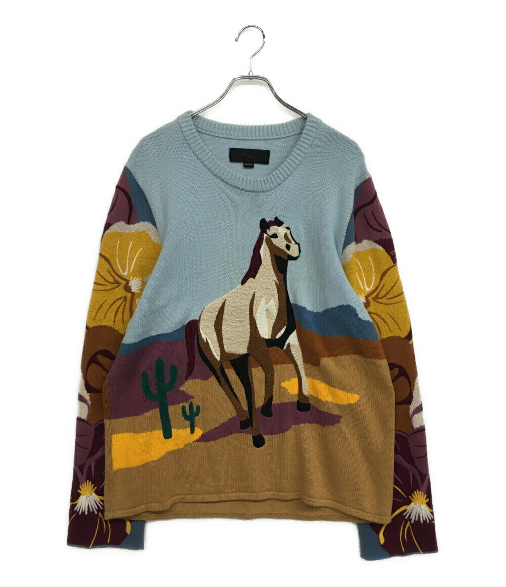 【先着クーポン27日1:59迄】【中古】 リンダー 長袖ニット ホース 花 メンズ SIZE L LINDER NYC