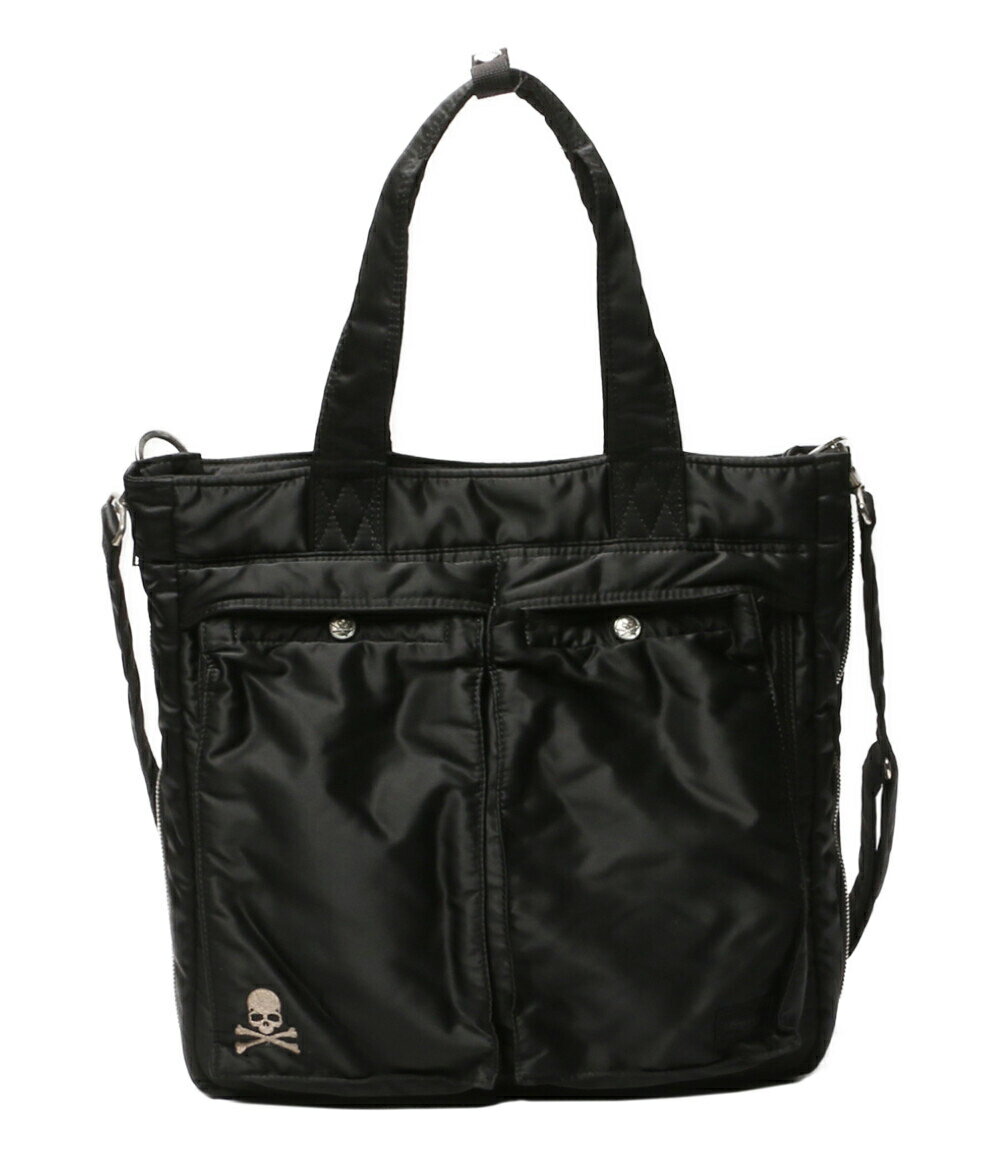 【7%OFFクーポン&500円OFFクーポン15日0時〜18日23:59迄】【中古】 ポーター マスターマインド トートバッグ ドクロ刺繍2WAY TANKER メンズ PORTER×master mind