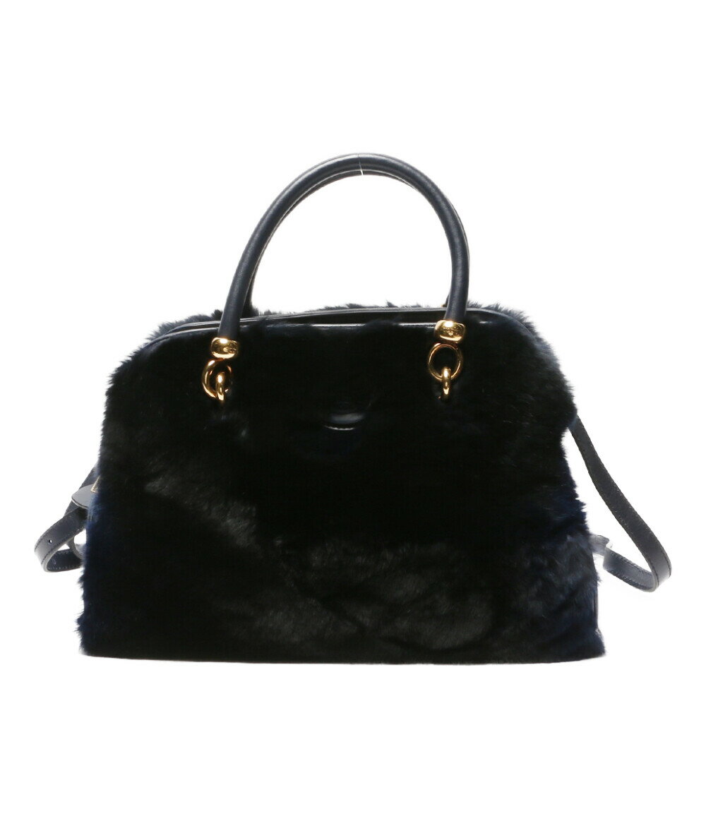 【7%OFFクーポン&500円OFFクーポン15日0時～18日23:59迄】【中古】 トッズ ショルダーバッグ ファーバッグ ネイビー レディース TOD'S