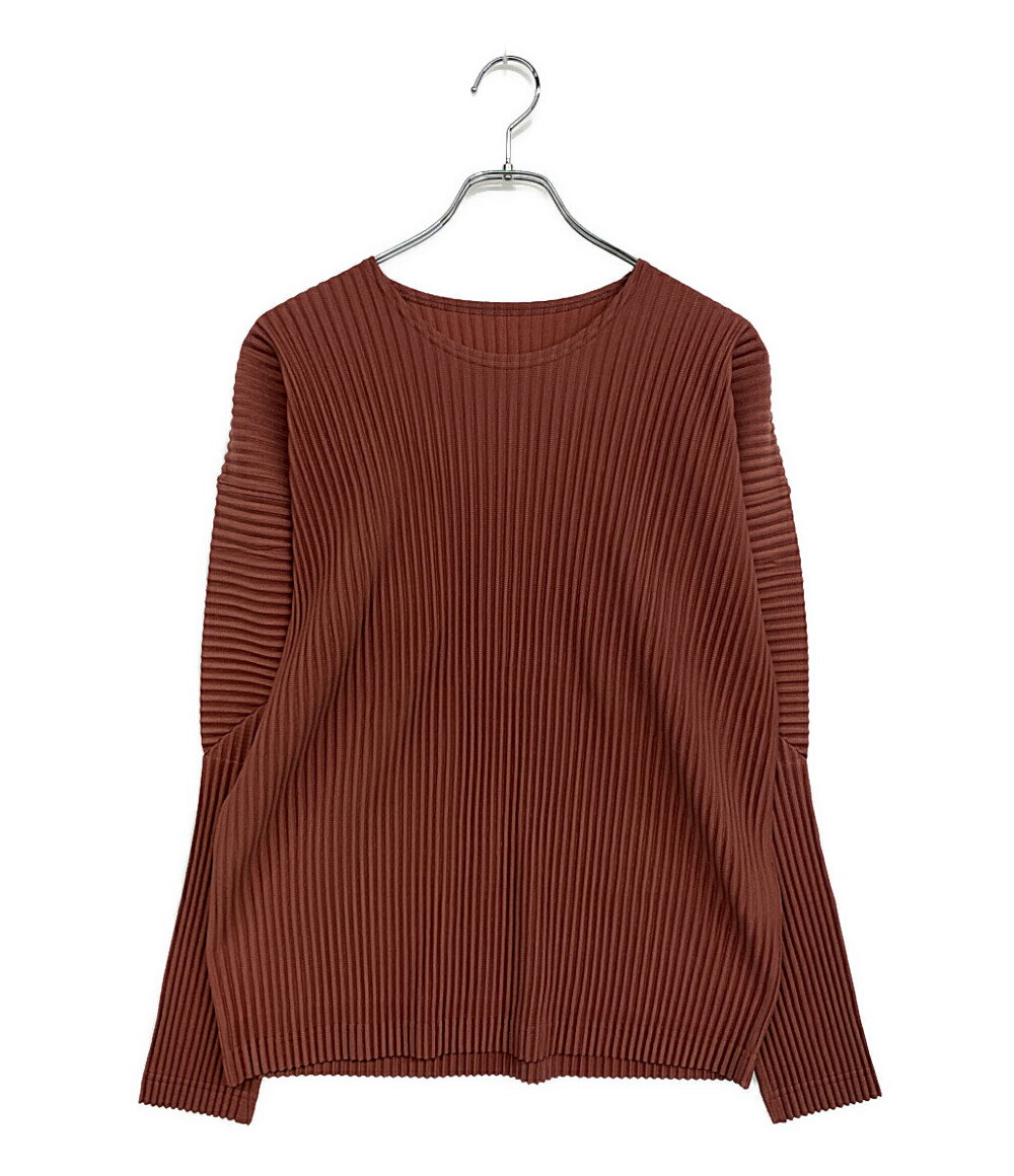 24SS HOMME PLISSE プリーツ モックネック カットソー ブラウン 24SS HOMME PLISSE プリーツ モックネック カットソー ブラウン 中古