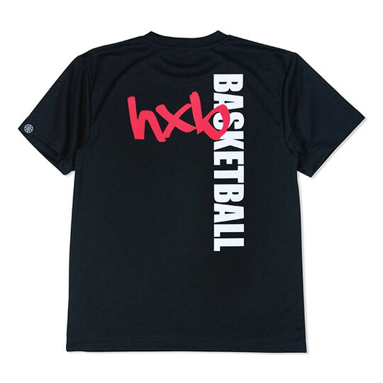 HXB ドライTEE 【Signture】 BLACK×WHITE+RED ブラック バスケットボール Tシャツ