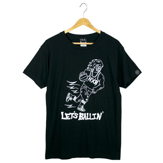 HXB 【Terry Hawk COTTON T-SHIRT】 BLACK バスケ シャツ Tシャツ バスケットボールウェア キャラクター トラベリング ドリブル コットン ブラック