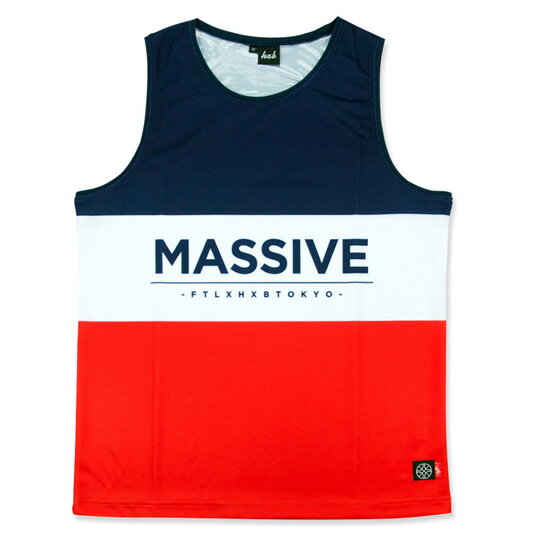 HXB×FLATLUX Graphic Mesh Tanktop【MASSIVE】Tricolorバスケ バスケットボール タンクトップ プラクティス フラットラックス ストリート ファッション バスケウェア トリコロール