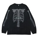 HXB COTTON Long Sleeve TeeySKELETONzBLACK~BLACK HXBoXPbg{[@XPg RbgTEE