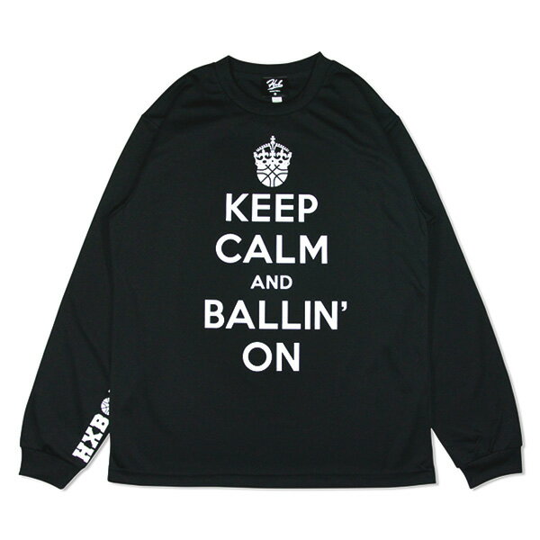 HXB DRY Long Sleeve Tee 【KEEP CALM】 BLACK×WHITE バスケットボール　ドライロンT　長袖