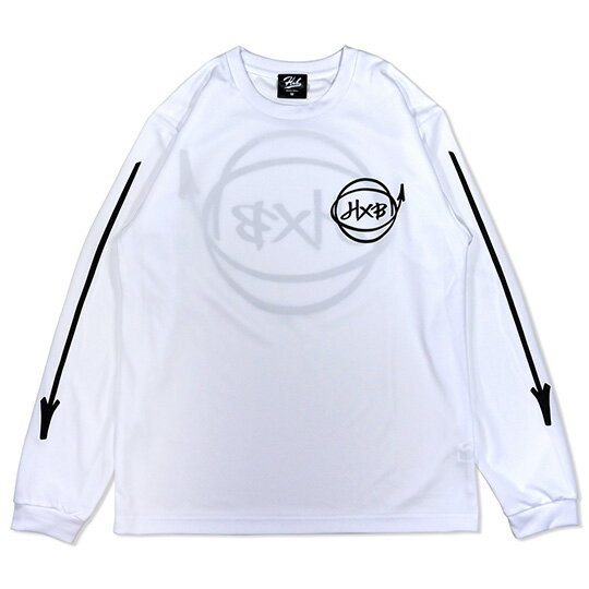 HXB DRY Long Sleeve Tee  WHITE×BLACK バスケットボール ドライロンTEE