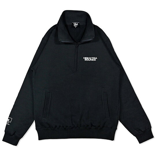 HXB SWEAT HALF ZIP 【THE CIRCLE】 BLACK×WHITE 　バスケットボール スウェット ハーフジップ