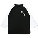 HXB DRY CUTOFF SLEEVE TEE 【XOVER】 BLACK/WHITE バスケットボール 八分袖ドライロンTEE