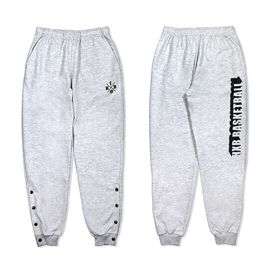 HXB SWEAT PANTS【QUICKLY】HEATHER GRAY×BLACK バスケットボール 裾ボタン付き スウェットパンツ 1