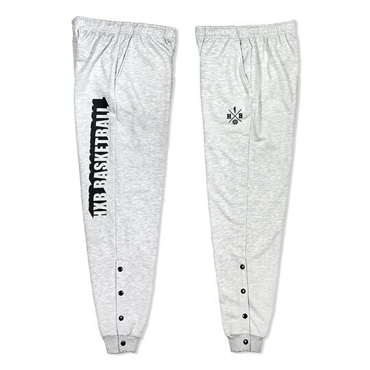 HXB SWEAT PANTS【QUICKLY】HEATHER GRAY×BLACK バスケットボール 裾ボタン付き スウェットパンツ 3