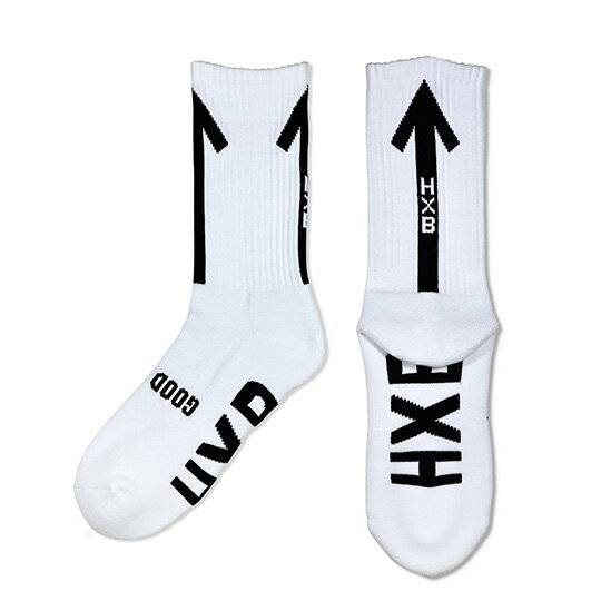 HXB "GOOD LUCK SOCKS"WHITE×BLACK バスケットボール グッドラック ソックス 靴下