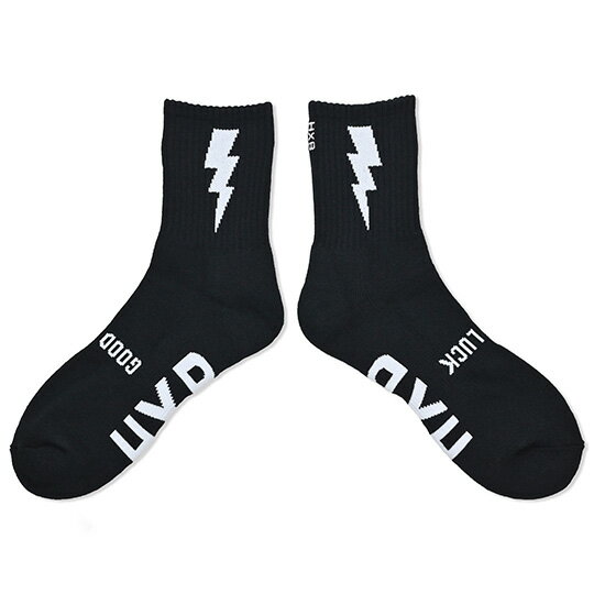 HXB "GOOD LUCK SOCKS"【FLASH】BLACK×WHITE バスケットボール グッドラック ソックス 靴下