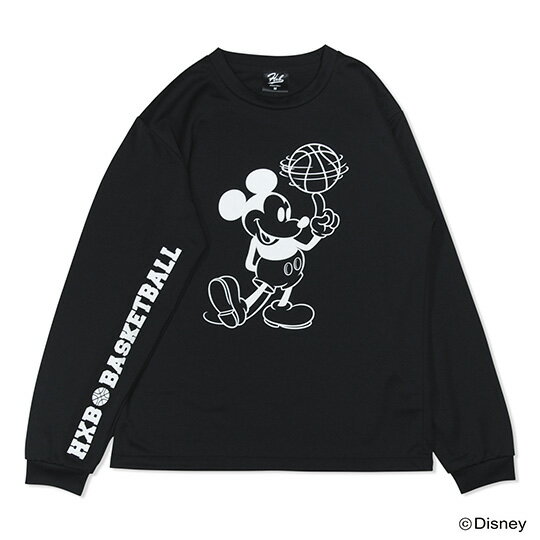 Mickey ミッキー / HXBバスケットボール ロングスリーブTシャツ(ドライ) / ディズニーコレクション / ブラック×オフホワイト