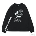 Mickey ミッキー / HXBバスケットボール ロングスリーブTシャツ(ドライ) / ディズニーコレクション / ブラック×オフホワイト