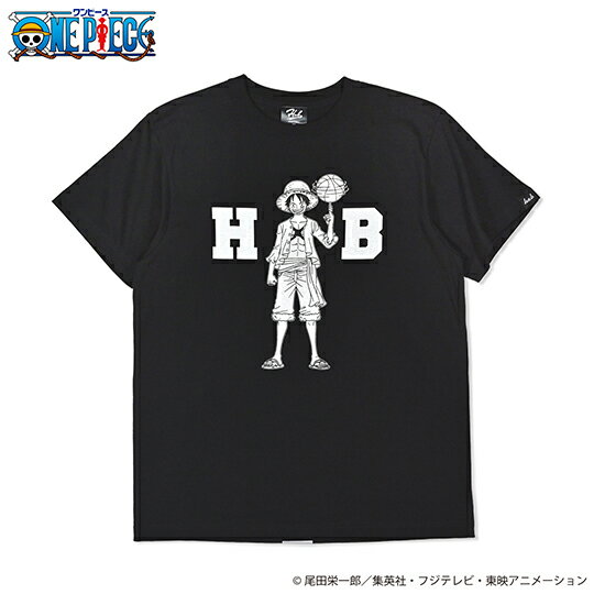 HXB×ONE PIECE "コットンTシャツ"  ブラック×オフホワイト / ワンピース公式 オフィシャルコラボレーション ルフィ
