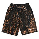 HXB×RAGELOW SWEATハーフパンツ 【ROGO】 RUSTY×WHITE / バスケットボール スウェットハーフパンツ ブリーチ アシッドウォッシュ