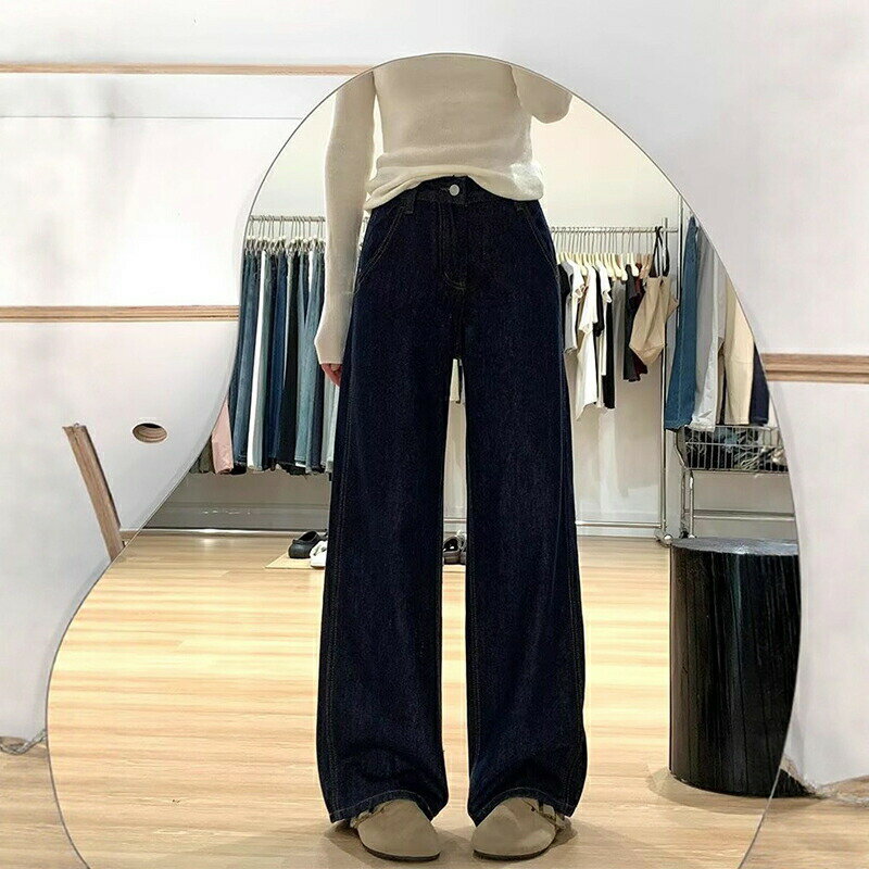 乐天商城 - ワイドデニムレディースワイドパンツデニムパンツハイウエストワイドレッグストレートデニムワイドパンツジーンズジーパンGパンゆったり大きいサイズおしゃれ可愛い送料無料デニム綿通勤OL20代30代40代50代60代春秋お出かけキレイめ着痩せ