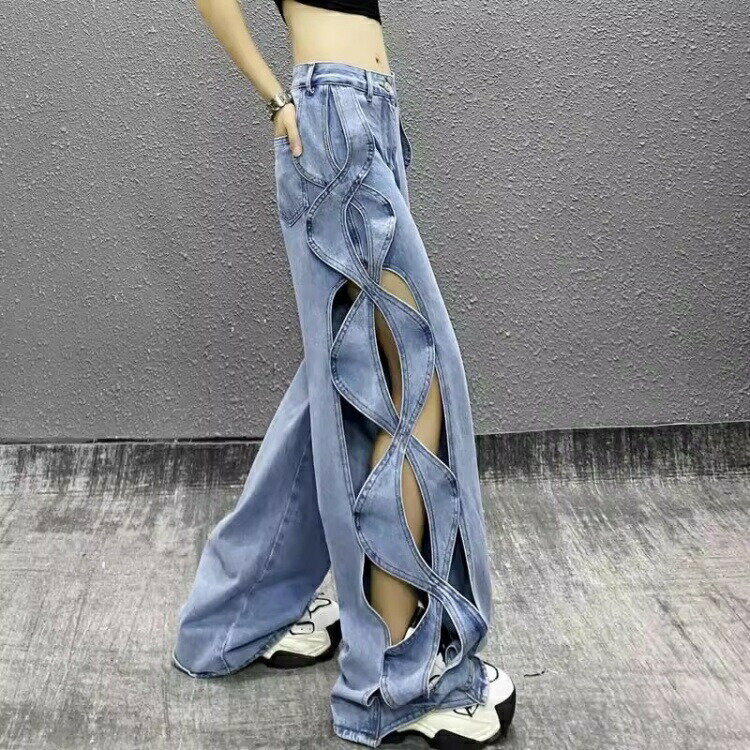 乐天商城 - 美脚着痩せボタンデニムパンツレディースダンスパンツ大人レースデニムパンツジーンズジャズダンスカジュアル大きいサイズおしゃれストレートボトムスズボンハイウエスト美脚着痩せリラックスS-XL送料無料透け感可愛いデザイン
