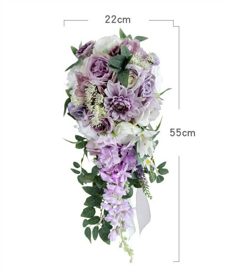 ウェディングブーケブーケカラーパープル薔薇花束ブーケブーケウェディングブーケ/造花ブーケ/ブライダルブーケ/ラウンドブーケ/トスブーケ/結婚式/花束卒業入学壮瞥父の日お中元ひな祭り桃の節句誕生日花ギフトウェディングマーチお供え開店祝い 2