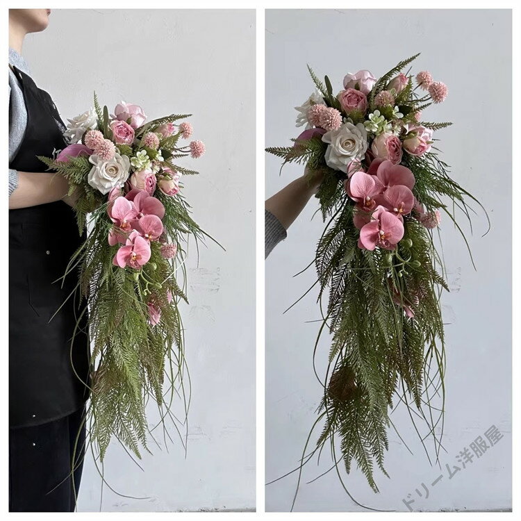 ウェディングブーケ薔薇ブーケカラーピンク花束ブーケブーケウェディングブーケ/造花ブーケ/ブライダルブーケ/ラウンドブーケ/トスブーケ/結婚式/花束卒業入学壮瞥父の日お中元ひな祭り桃の節句誕生日花ギフトウェディングマーチお供え開店祝い 3