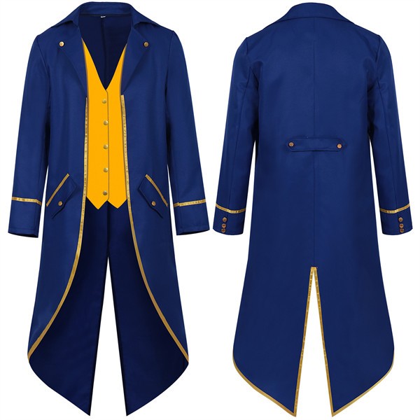 燕尾服中世ヨーロッパ貴族風舞台ジャケットタキシード中世忘年会衣装メンズコート長袖コートロングブルークリスマスハロウィン演劇ステージルネサンスクトリアパンク風大きいサイズあり西洋中世z7m6