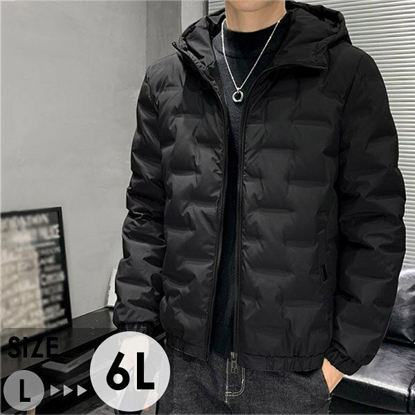 Down Coat - メンズダウンジャケットダウンコート90％ダウン防寒秋冬用ショート丈メンズコートアウター冬服ダウン大きいサイズポケット付きフード付き撥水厚手男性用おしゃれあったかブラック黒3l4l5l6lt2t2