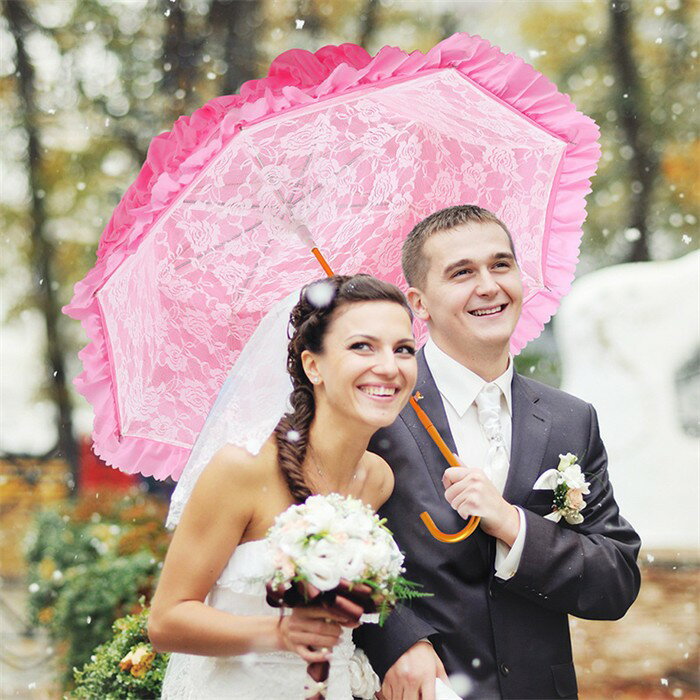 Unisex - ロリータ日傘宮廷風2層レース晴雨兼用遮光結婚式花嫁プリンセス長傘ゴシック可愛いフォトウェディング対応z7m4