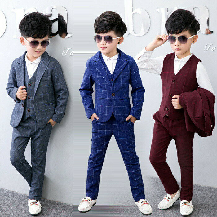 Suits, Tuxedos （Boys） - フォーマルスーツ子供スーツセット既納[ジャケット、ズボン、ベスト]子供スーツベビー送料無料男の子スーツキッズ90cm100cm110cm120cm130cm140cm