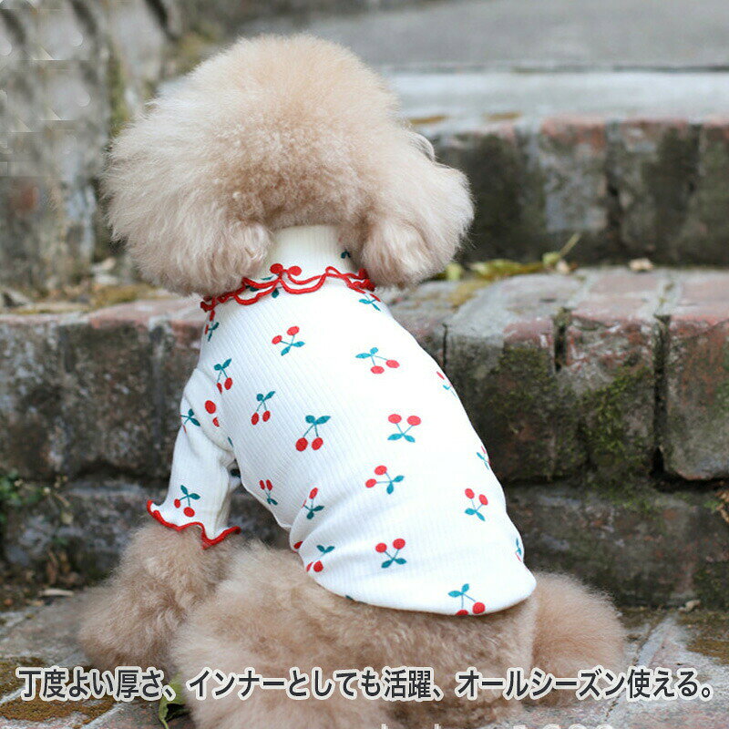 犬服ベスト長袖tシャツタンクトップインナー犬服tシャツ果実柄伸縮つなぎ部屋着パ...