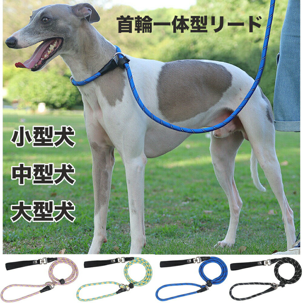 犬リード小型犬中型犬大型犬首輪一体型リードペット用リードドッグリード犬紐ハーネスリード丈夫ナイロンオシャレ丸ひもリードソフトタッチリード長い犬散歩ひも犬用引きひも簡単装着かわいいお散歩グッズワンちゃん用犬用ハーネス3MO802