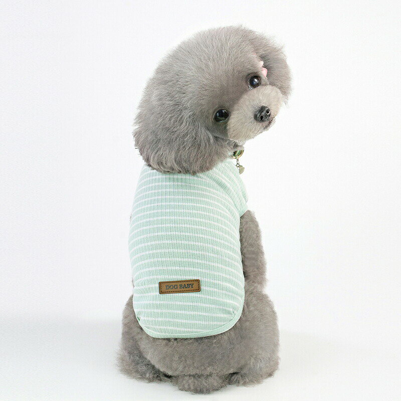 犬服ベストノースリーブtシャツタンクトップインナー犬服tシャツボーダー柄伸縮つ...
