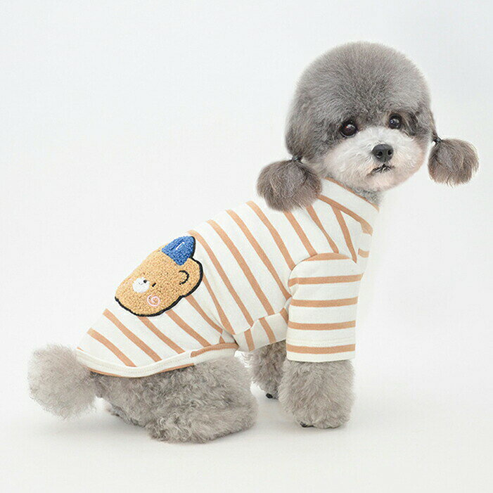 犬服ベストスリーブtシャツタンクトップインナー犬服tシャツボーダー柄伸縮つなぎ...