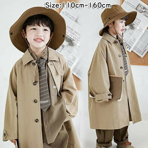トレンチコートキッズキッズコートアウター入学式発表会お宮参り七五三チェスターコートキッズ服男の子子供服スプリングコートジャケットベージュzeg5