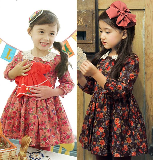 ワンピース女の子レース花柄子供ワンピース長袖子供服ワンピース長袖ワンピース