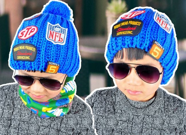 ニット帽キッズ男の子冬帽子キッズニット帽子ポンポン付き子ども帽子ニット帽キッ...