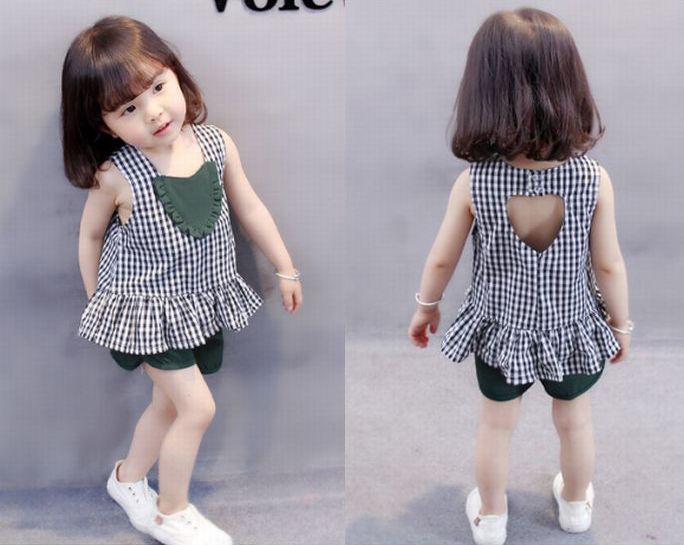 樂天商城 - ネコポス便送料無料子供服夏女の子セットアップ子供ショートパンツ夏タンクトップ子供服上下セット女の子ギンガムチェック
