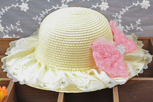 キッズ帽子日よけ女の子麦わら帽子UVカット子供ストローハット子供帽子キッズ夏帽...