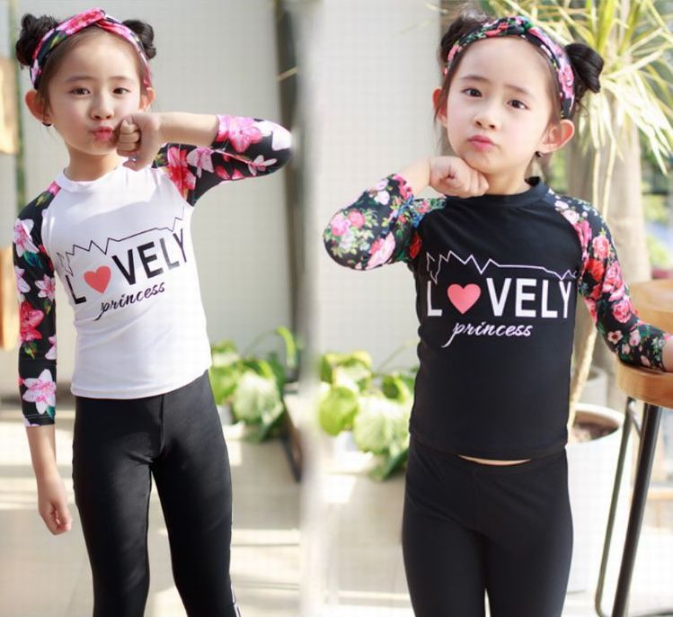 Other - 訳あり子供水着女の子水着ラッシュガード長袖長ズボン水着キッズスイムスーツ上下セット水着uvカット
